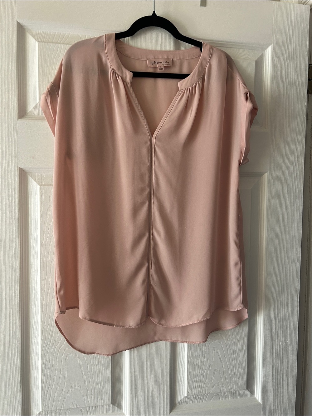 Philosophy Dusty Rose V-Neck Short Sleeve Blouse